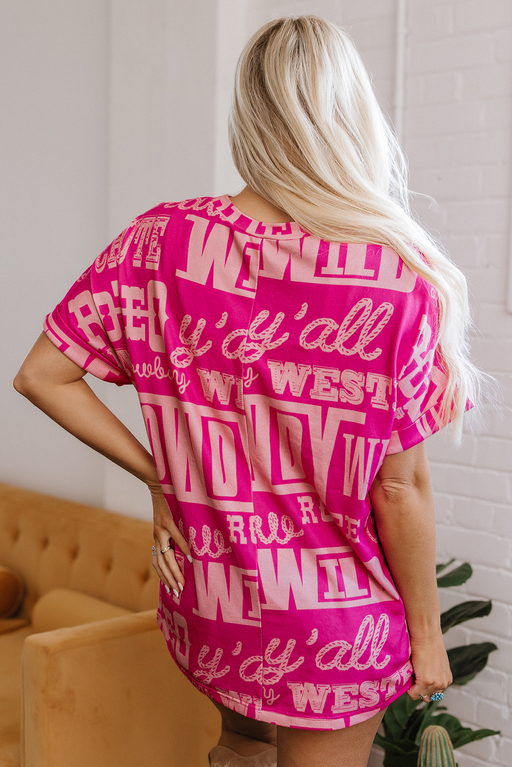 Dark Grey Howdy Cowboy Letter Printed Western Fashion Tee - loveforevers