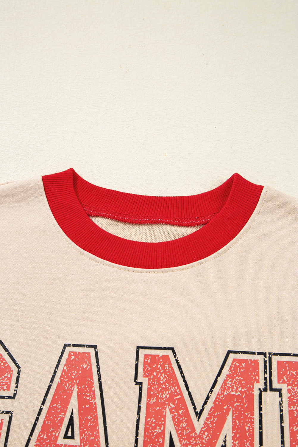 Black GAME DAY Letter Graphic Varsity Striped Detail Baggy Sweatshirt - loveforevers