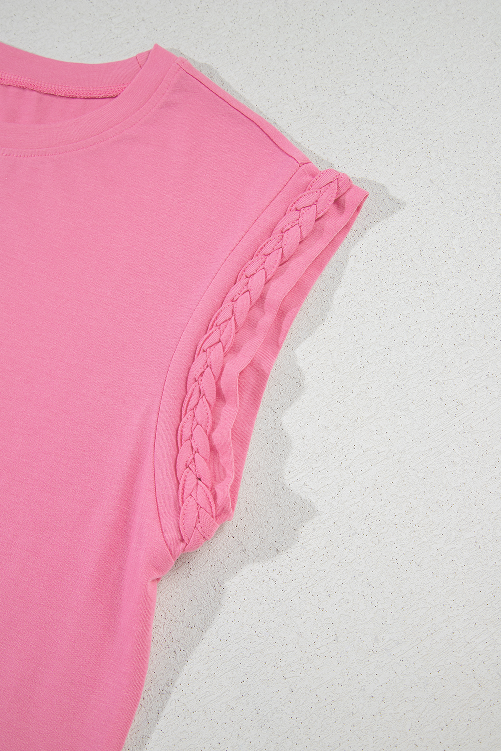 Bonbon Braided Cap Sleeve Crew Neck T Shirt - loveforevers