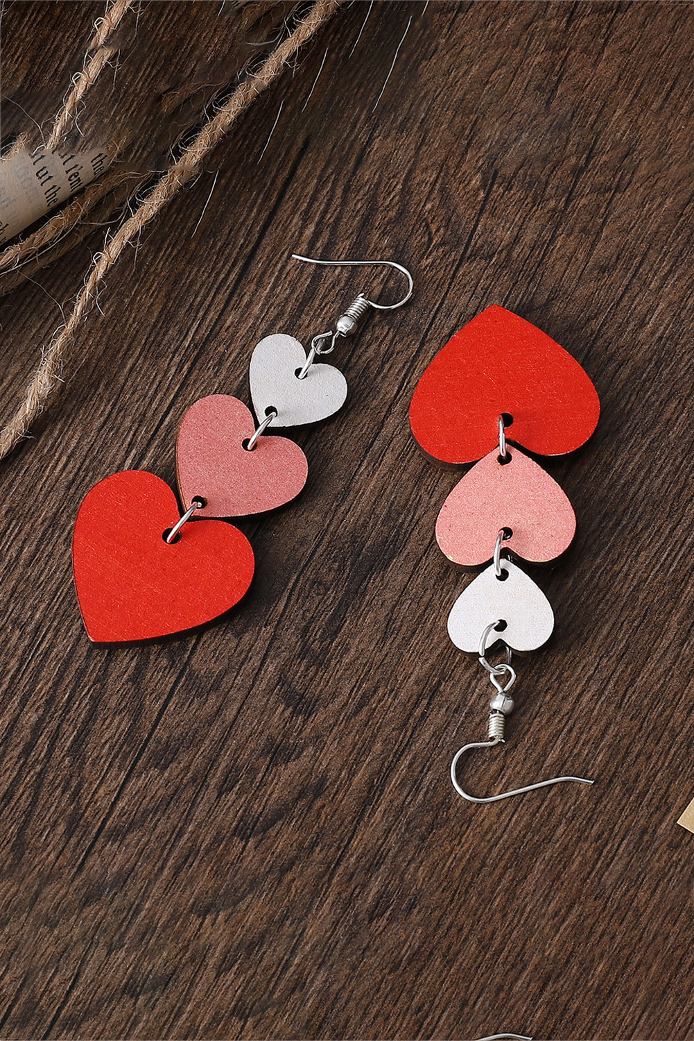 Red Valentines Day Heart Shape Tiered Dangle Earring - loveforevers