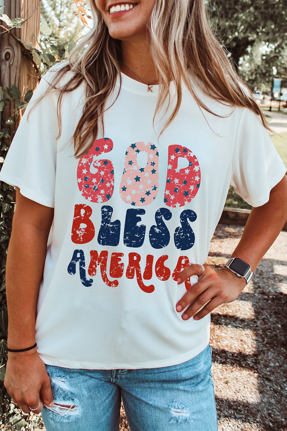 White God Bless America Graphic Tee - loveforevers