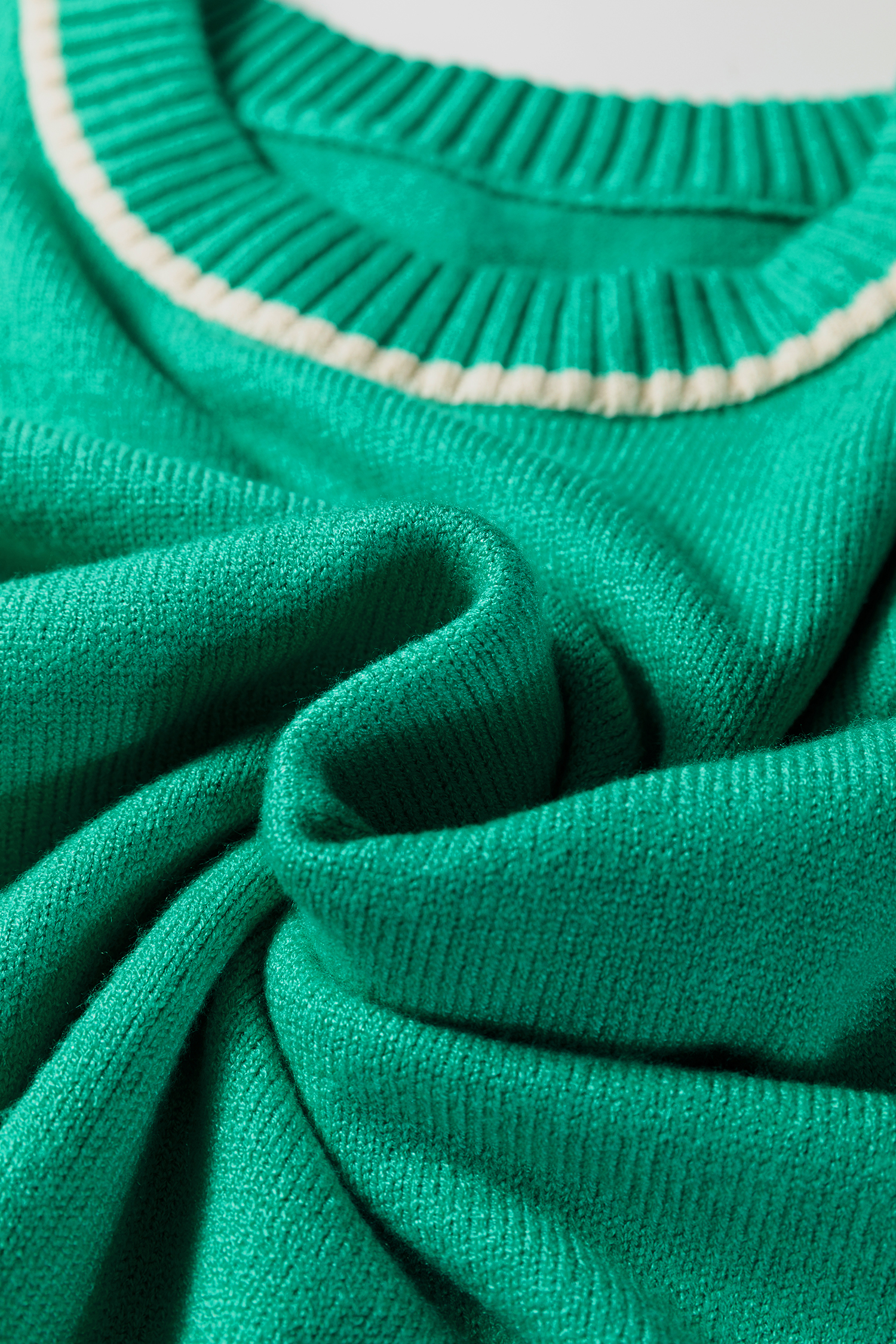 Sea Green Contrast Detail Drop Shoulder Baggy Sweater - loveforevers
