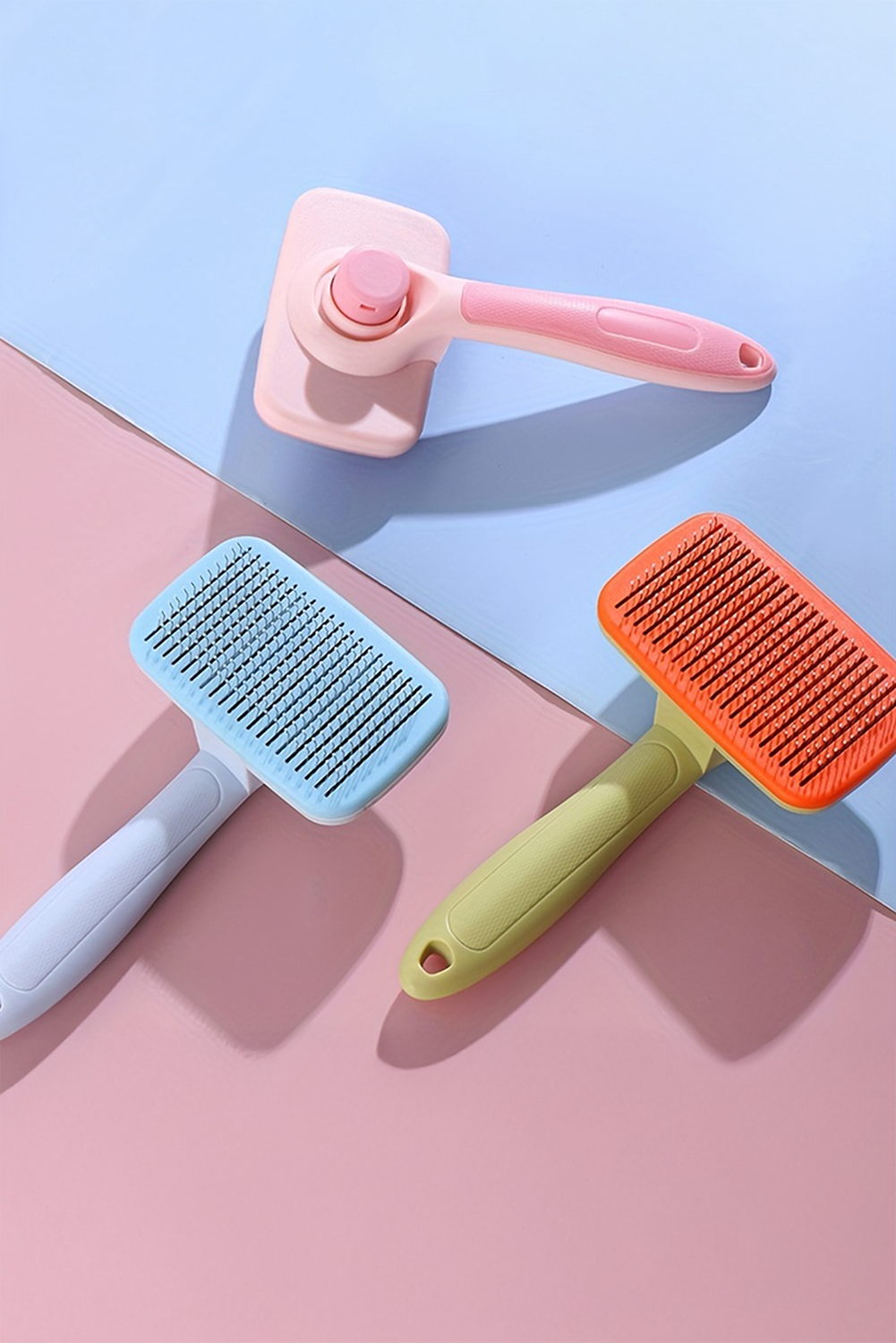 Pink Self Cleaning Gently Grooming Brush Pet Comb - loveforevers