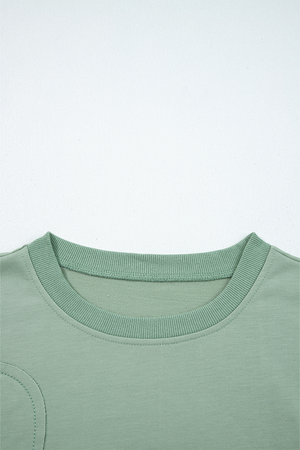 Beige Raw Edge Flower Patch Drop Shoulder Casual Top - loveforevers