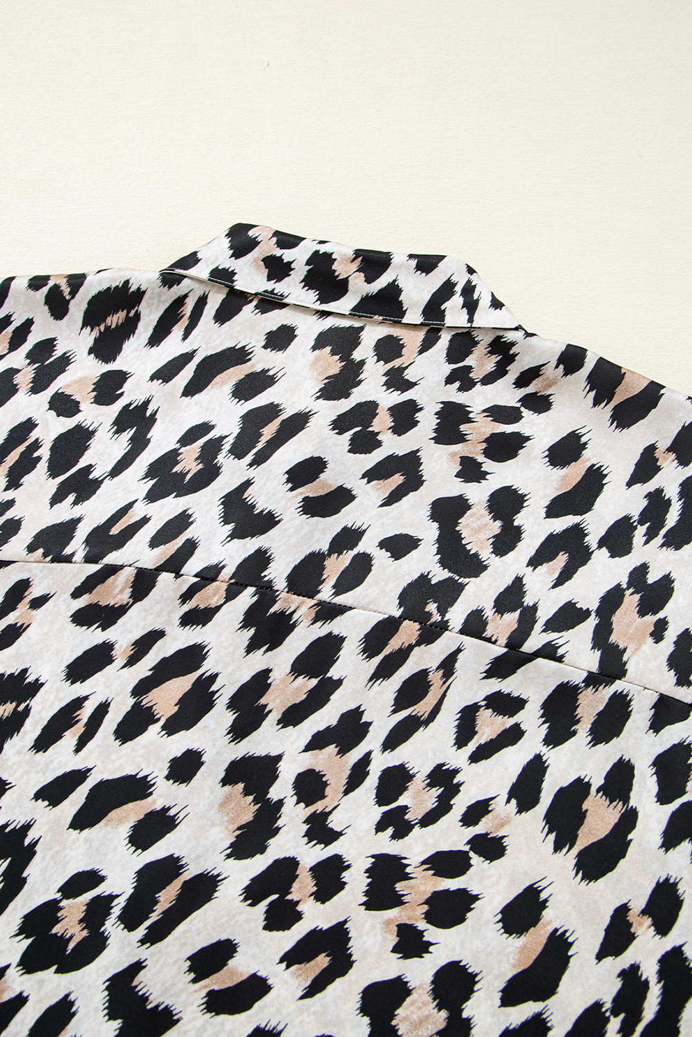Beige Leopard Print Buttoned 3/4 Sleeve Loose Fit Shirt - loveforevers