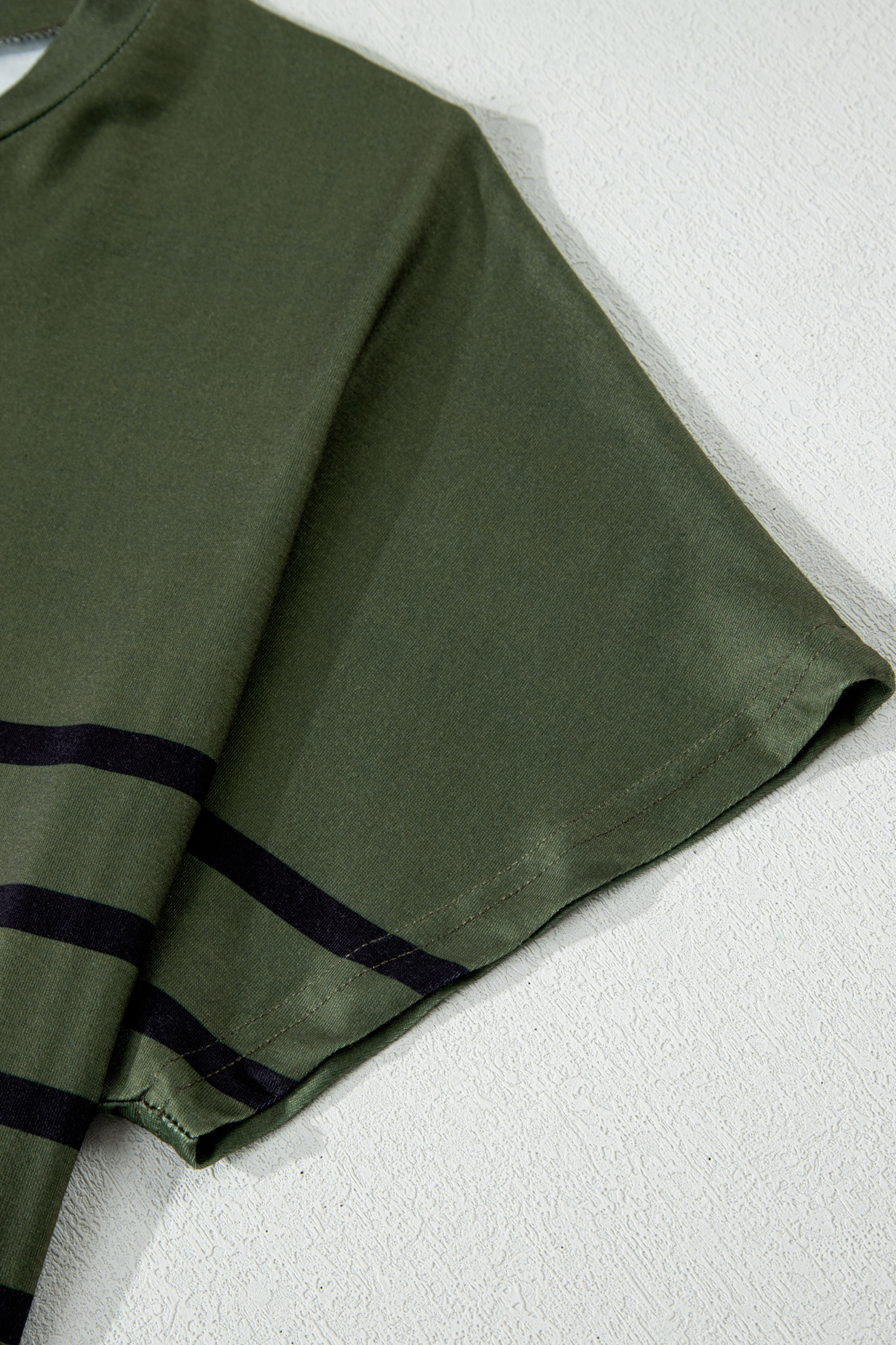 Four Leaf Clover Striped Half Buttons Crew Neck T-Shirt - loveforevers