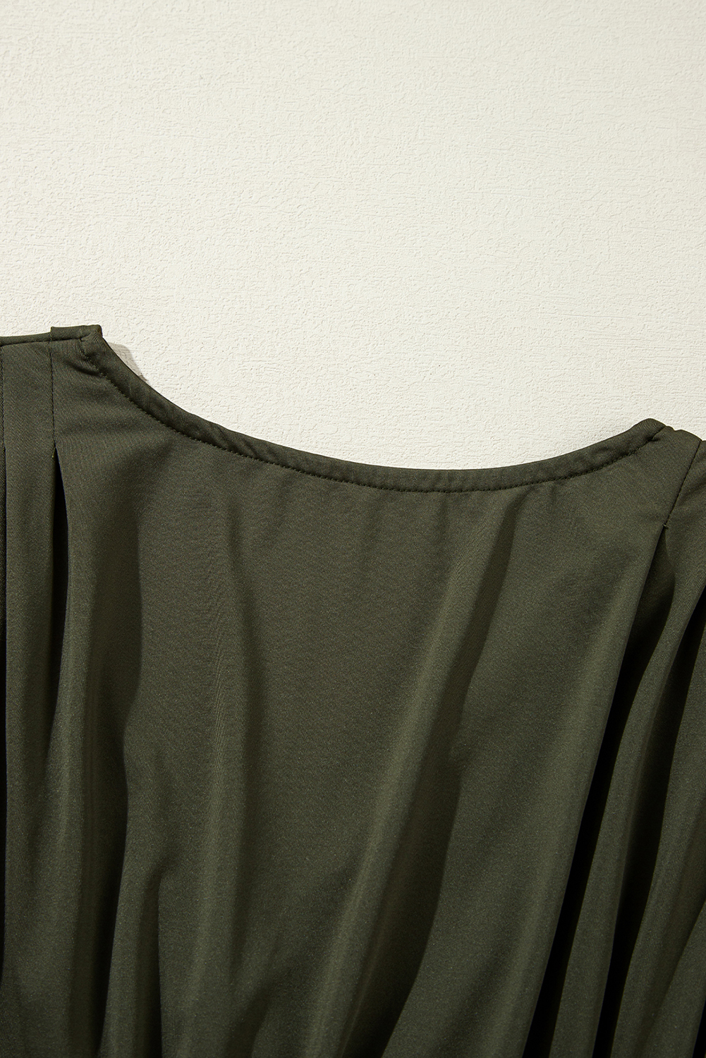 Moss Green Ruched Wrap V Neck Long Sleeve Bodysuit - loveforevers