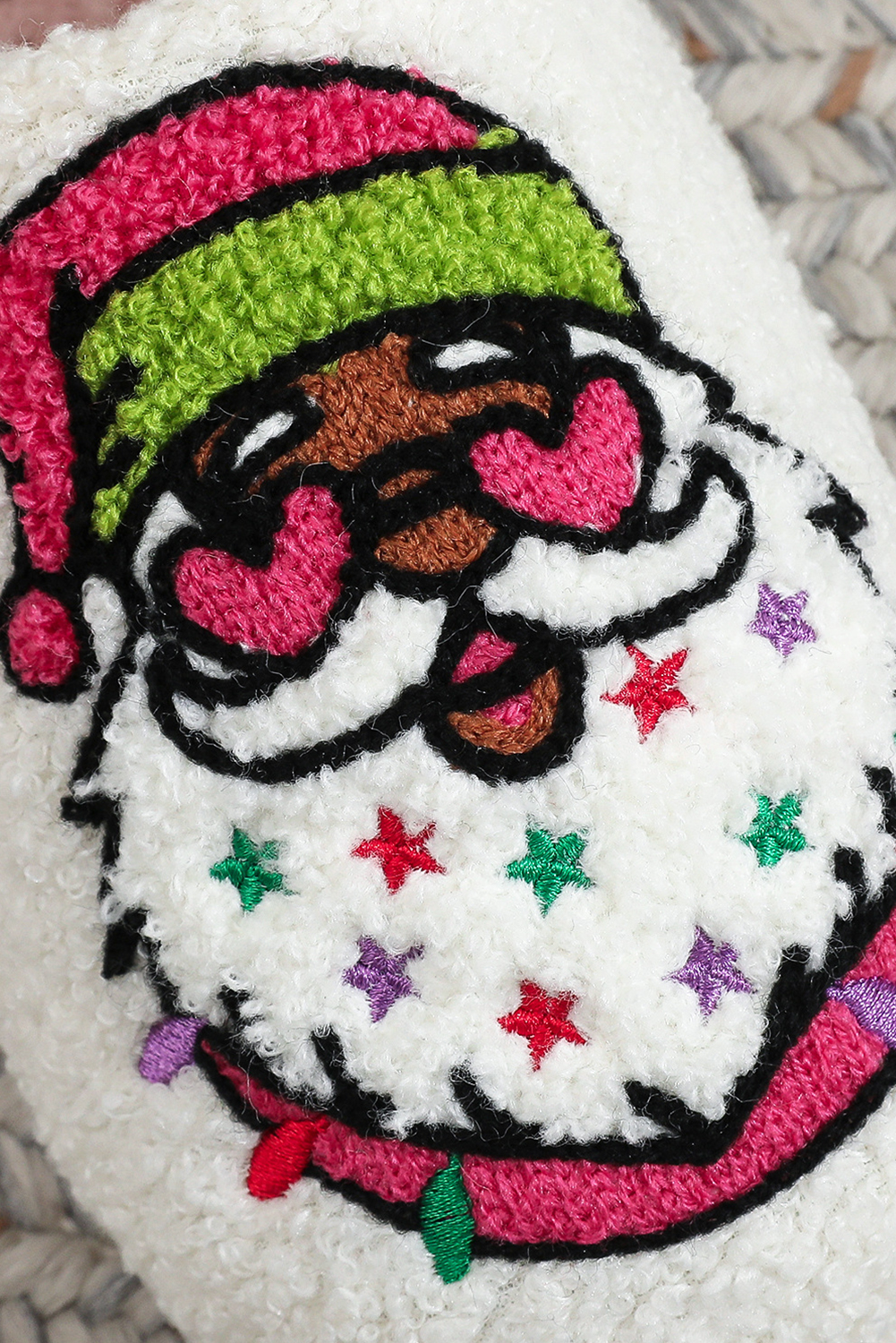 White Starry Santa Claus Pattern Christmas Plush Slippers - loveforevers