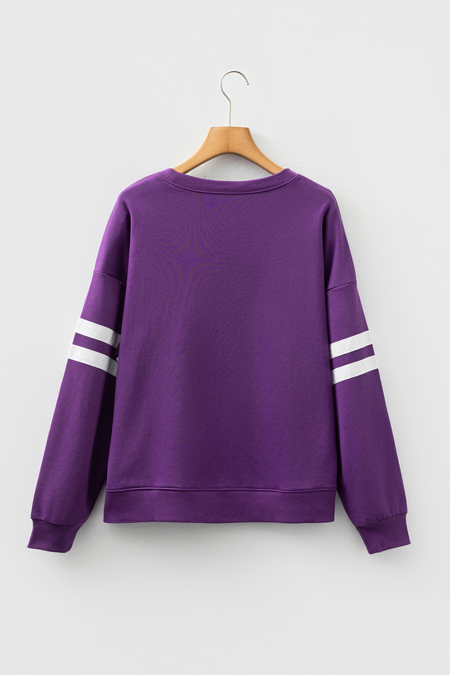 Tillandsia Purple Mardi Gras Patched Graphic Varsity Sweatshirt - loveforevers