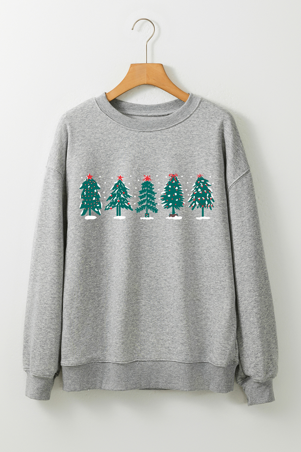 Gray 2-side Printed Christmas Tree Letter Graphic Sweatshirt - loveforevers