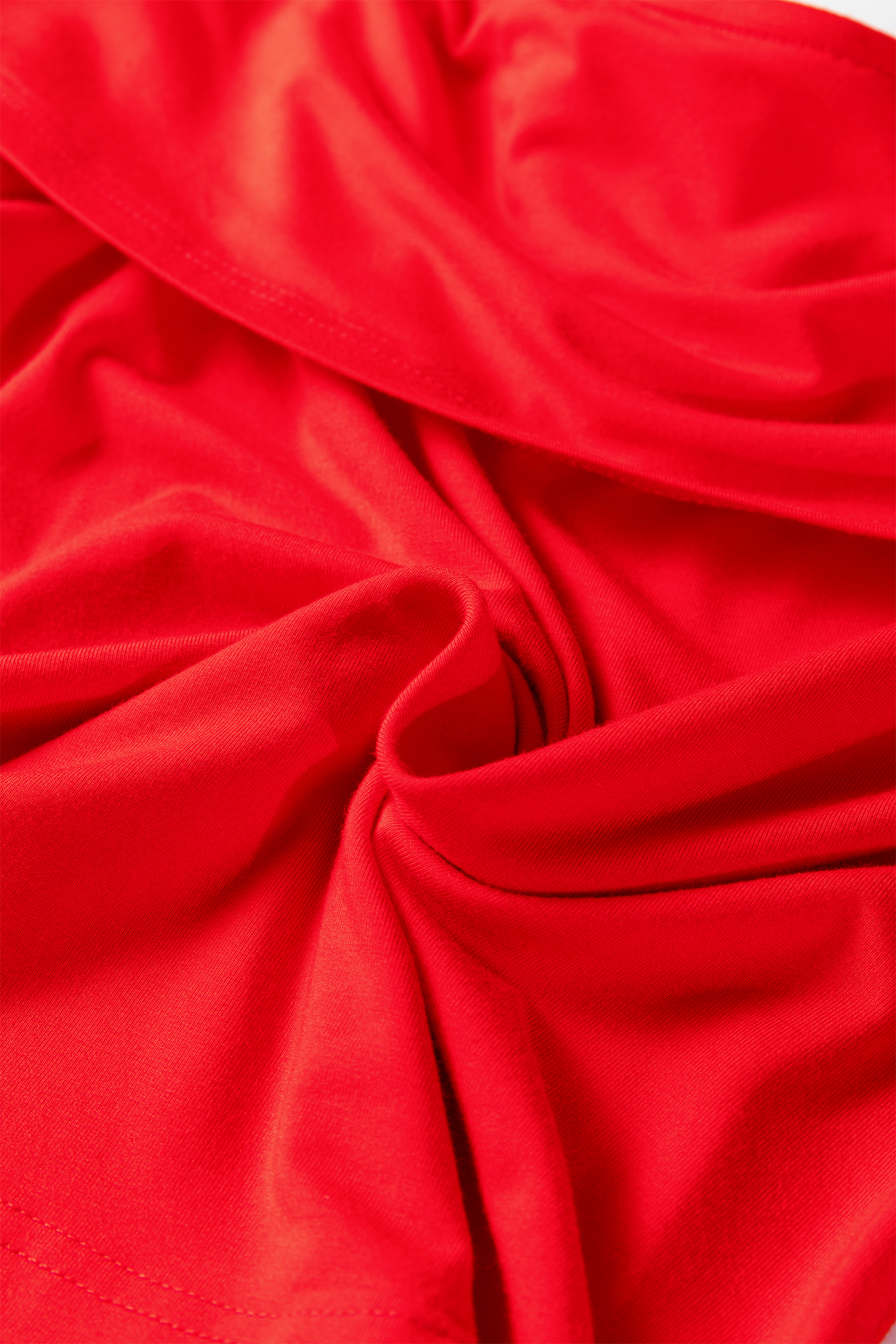 Fiery Red Foldover Off Shoulder Long Sleeve Slim Top - loveforevers