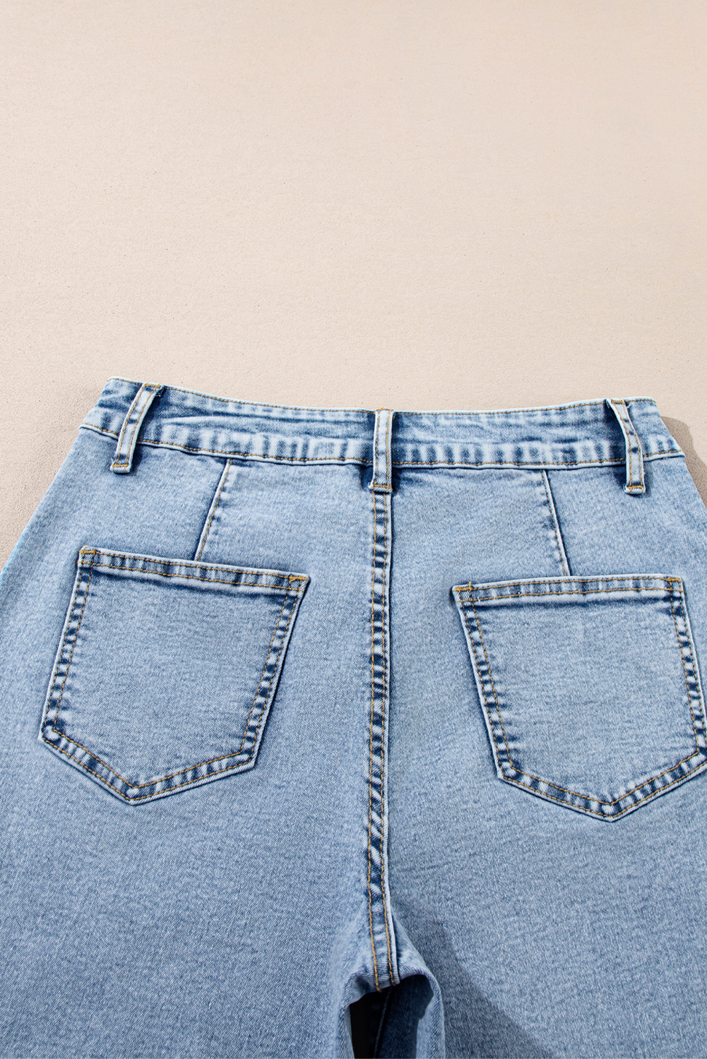 Light Blue Chic Patch Pocket Straight Leg Loose Jeans - loveforevers