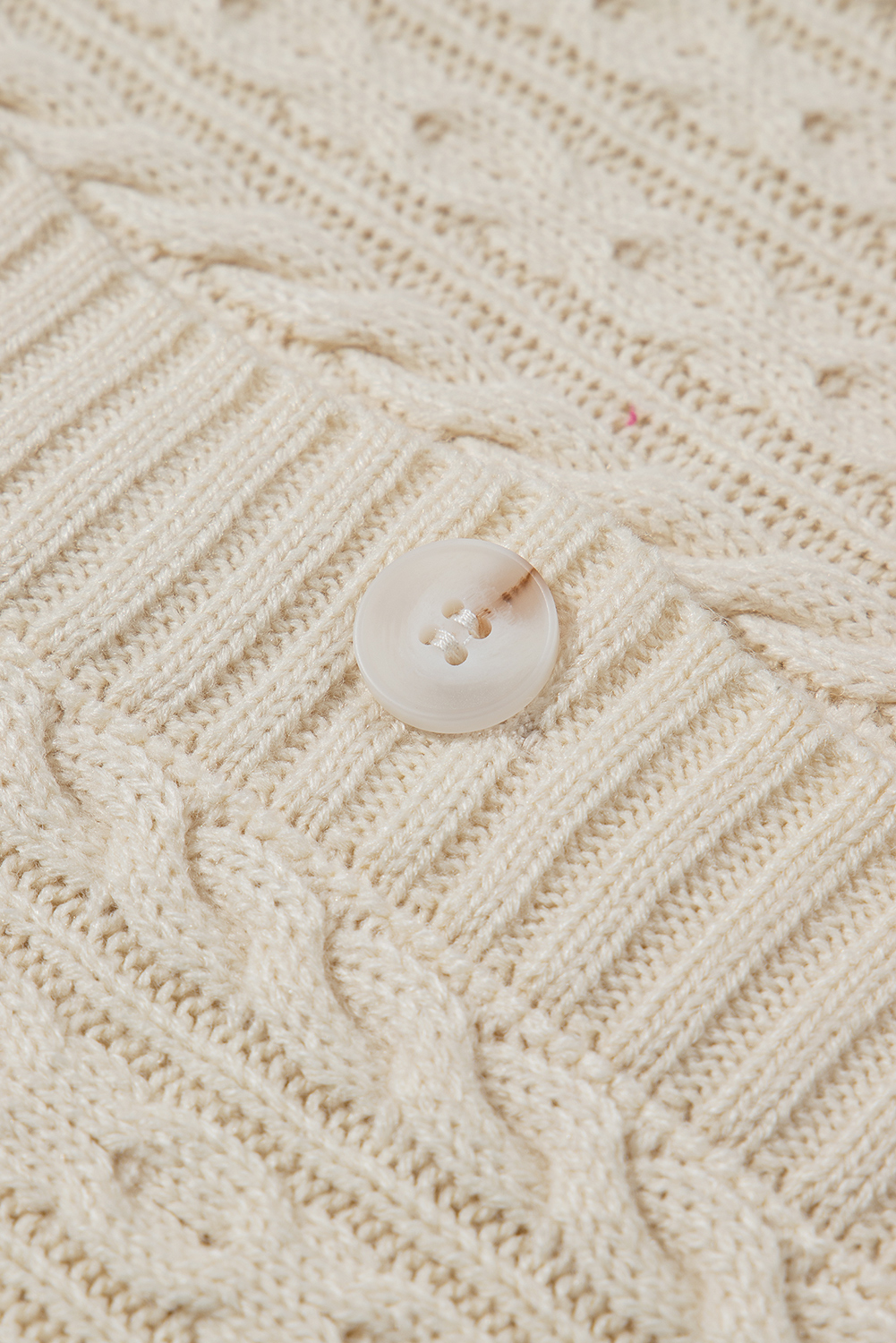 White Cable Knit Texture Uneven Hem Hooded Chic Cardigan - loveforevers