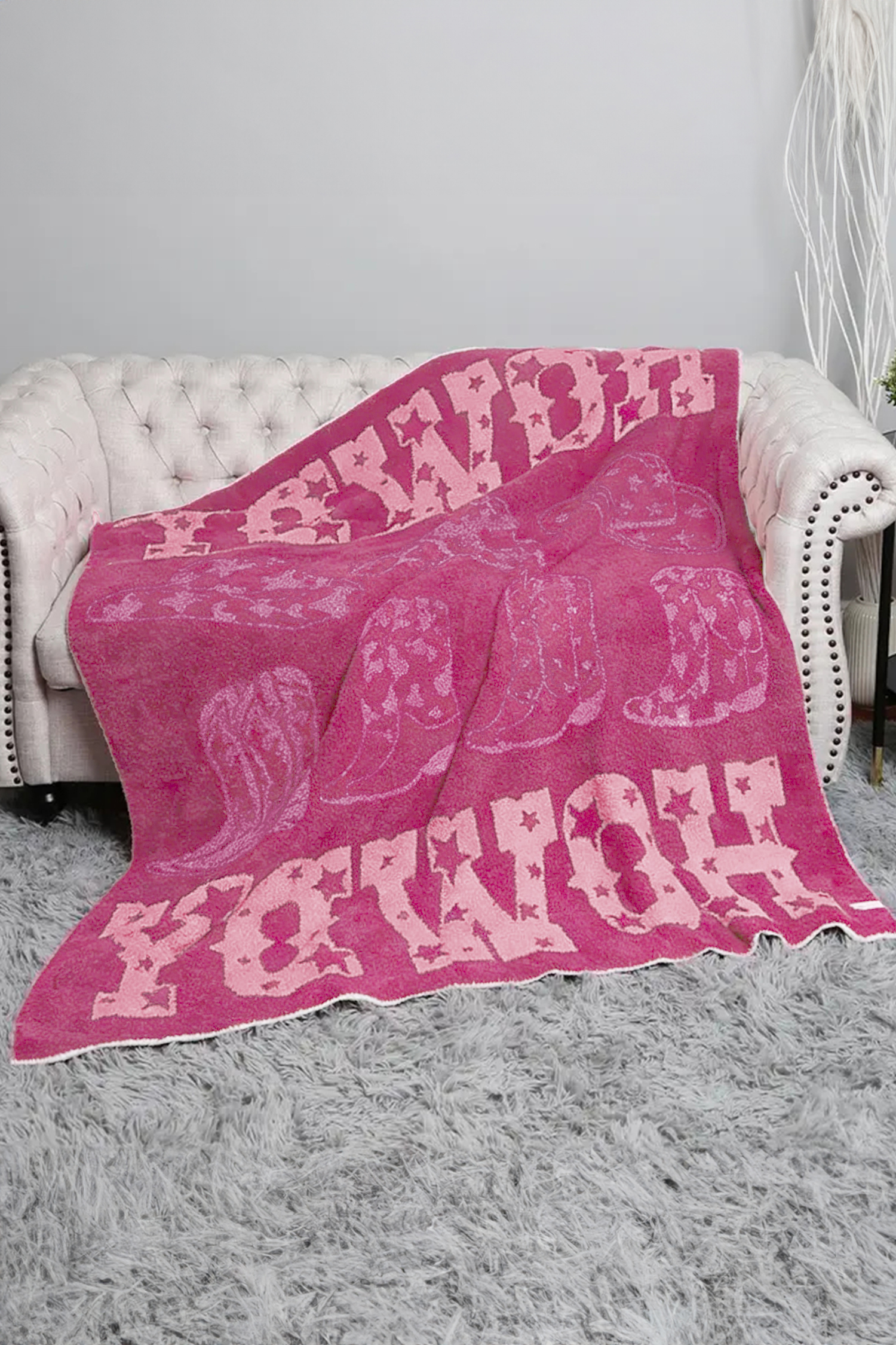 Pink Howdy Boots Sherpa Throw Blanket - loveforevers