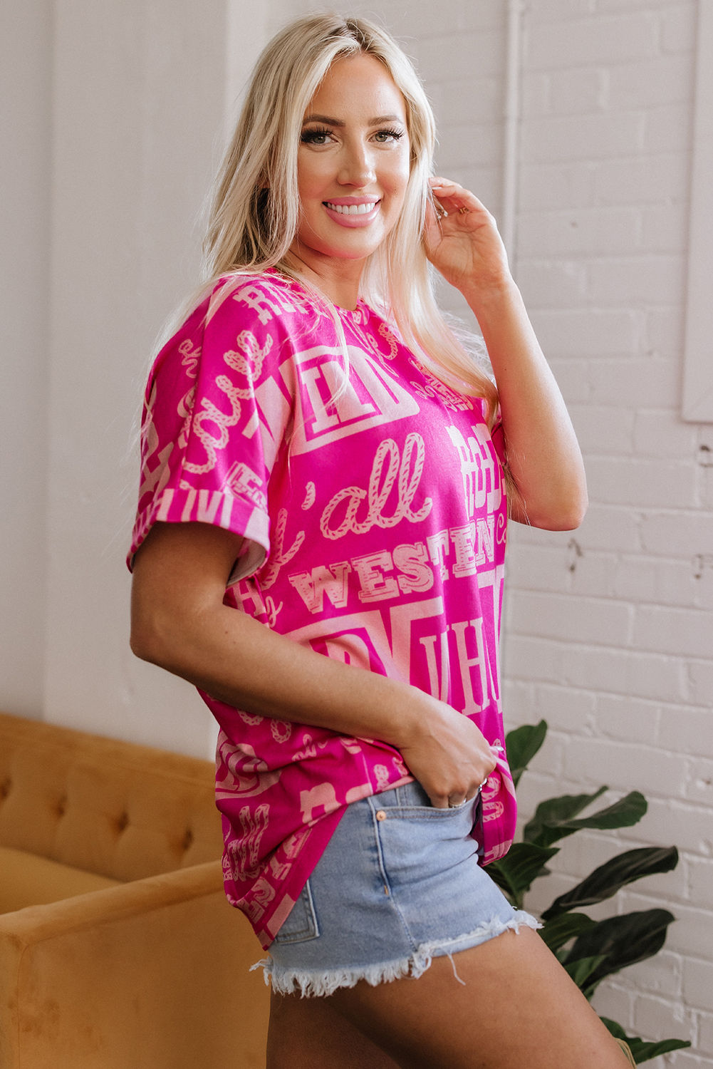 Dark Grey Howdy Cowboy Letter Printed Western Fashion Tee - loveforevers