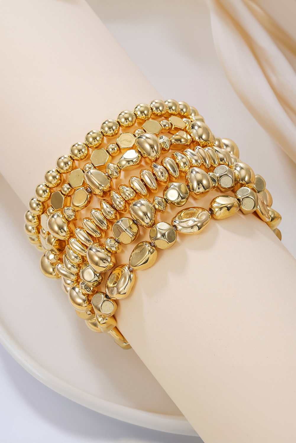 Gold Alloy Plated 6pcs Irregular Beading Bracelet - loveforevers
