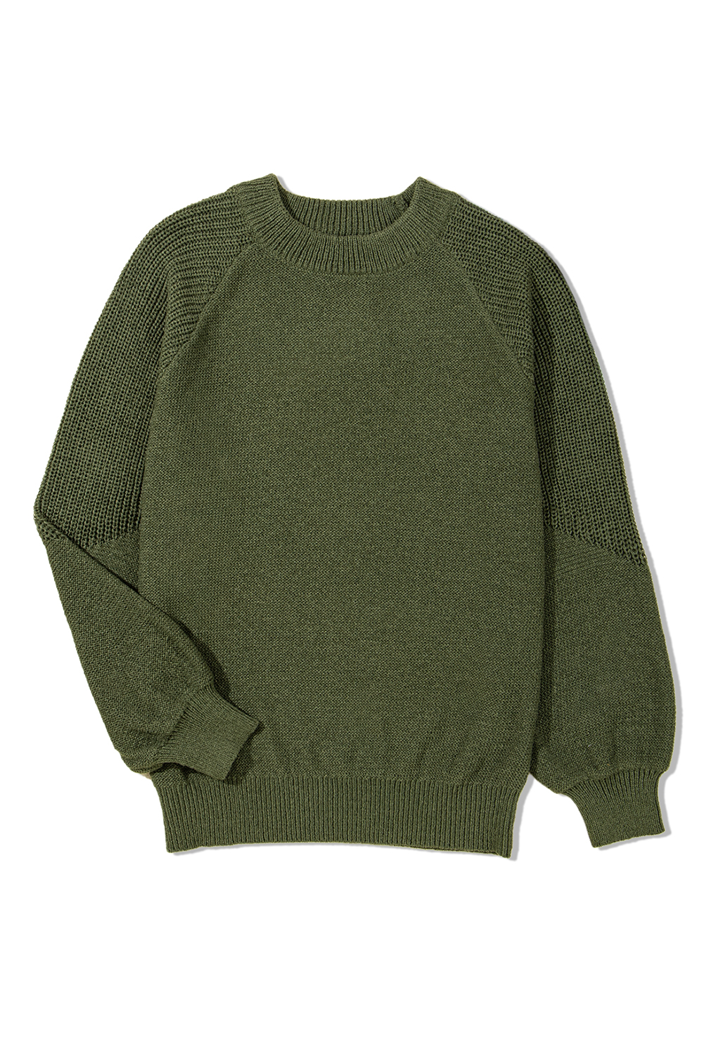 Vineyard Green Chunky Knit Raglan Sleeve Pullover Sweater - loveforevers