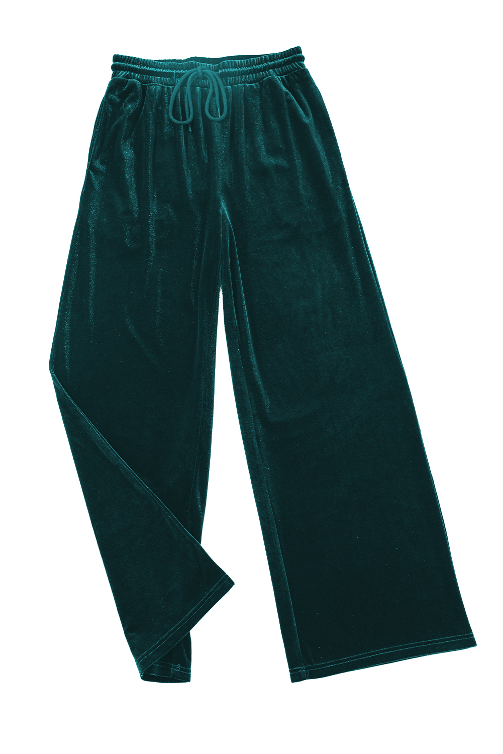 Evergreen Solid Drawstring Waist Wide Leg Pants - loveforevers