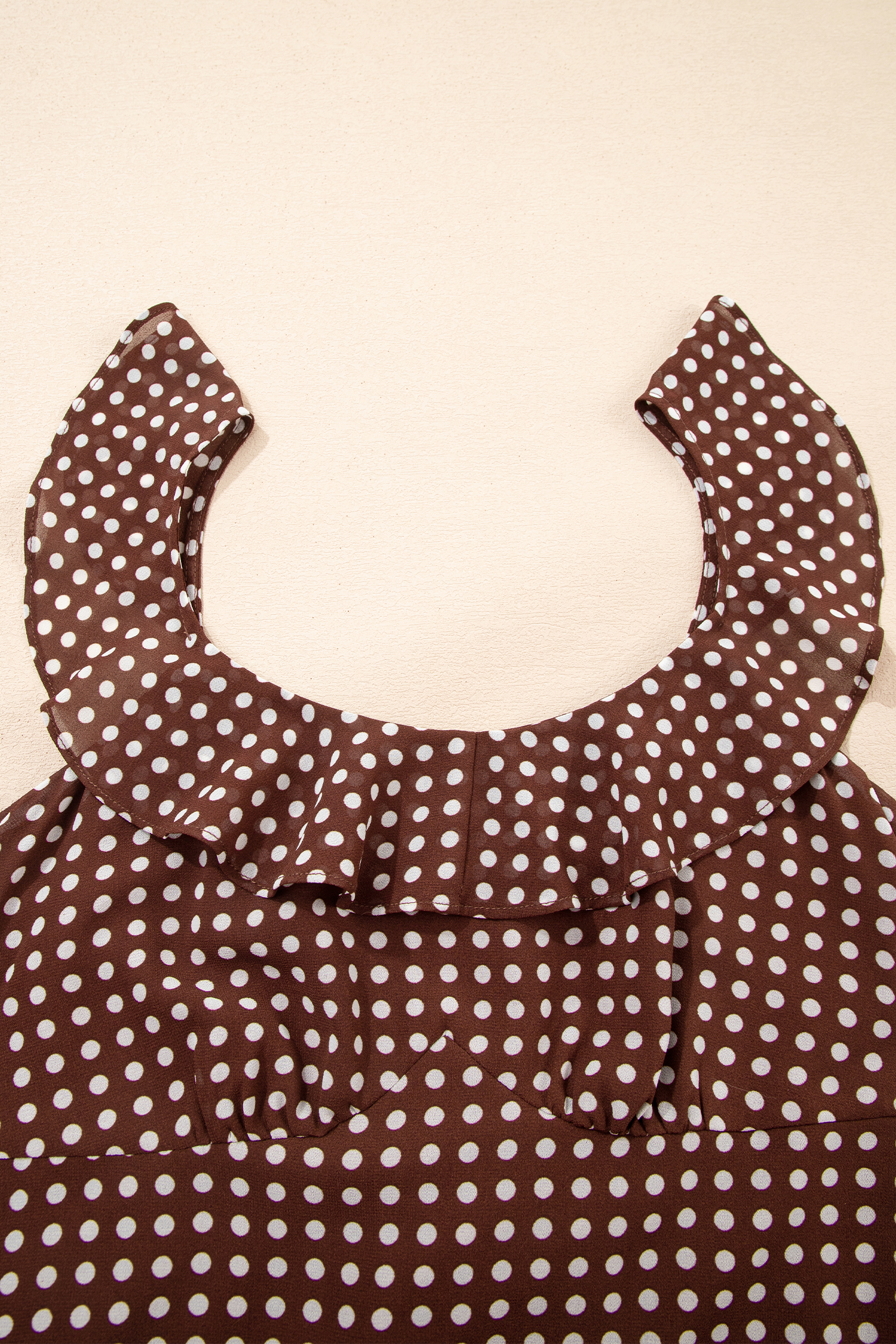 Coffee Polka Dot Print Backless Ruffled Tiered Maxi Dress - loveforevers