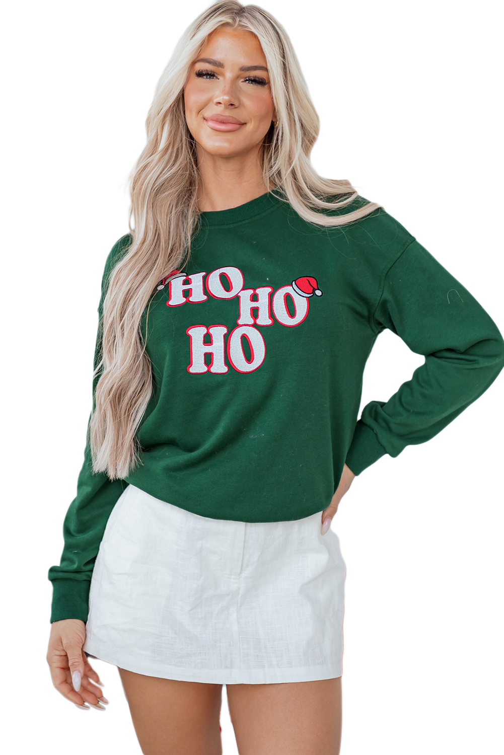 Evergreen Embroidered Letter Graphic Christmas Fashion Sweatshirt - loveforevers