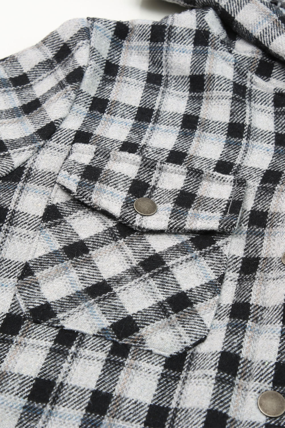 Black Plaid Pattern Sherpa Lined Hooded Shacket - loveforevers