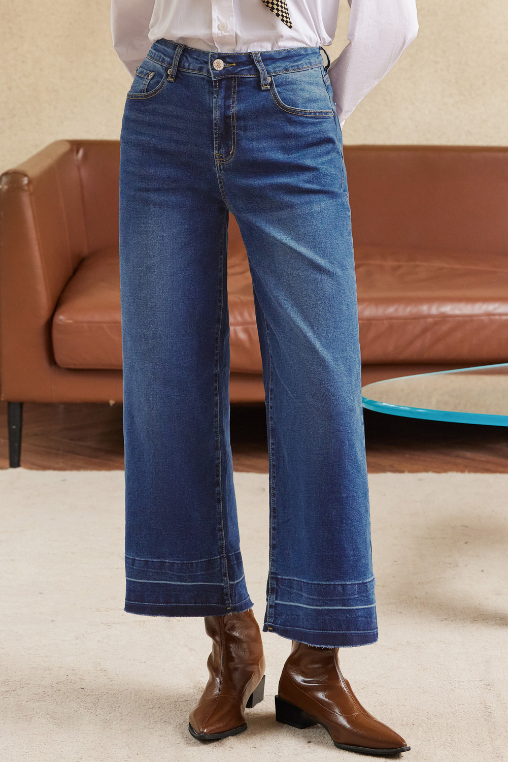 Gray Raw Hem Straight Leg Loose High Waist Jeans - loveforevers