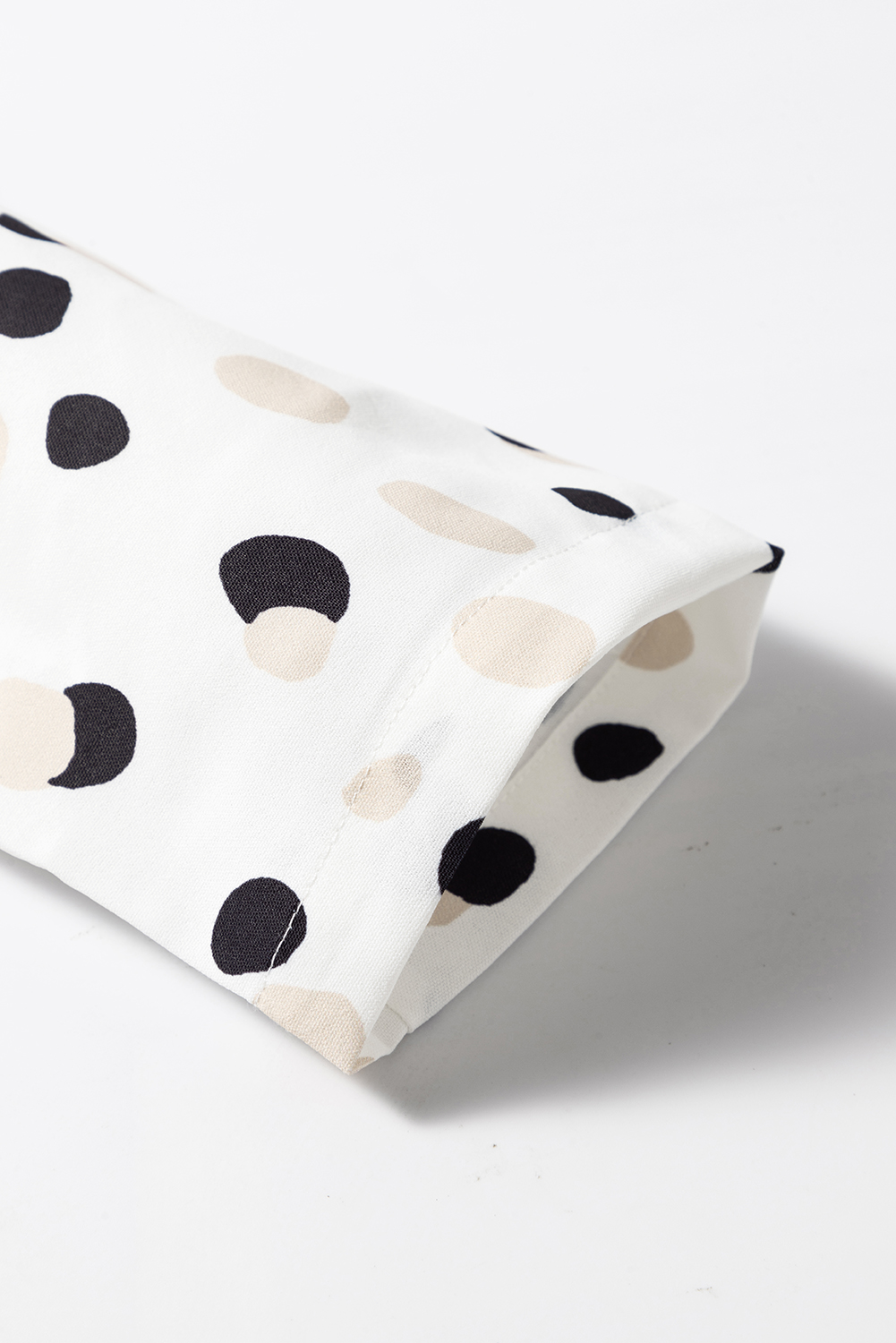 Green Polka Dot Print Button Front V Neck Blouse - loveforevers