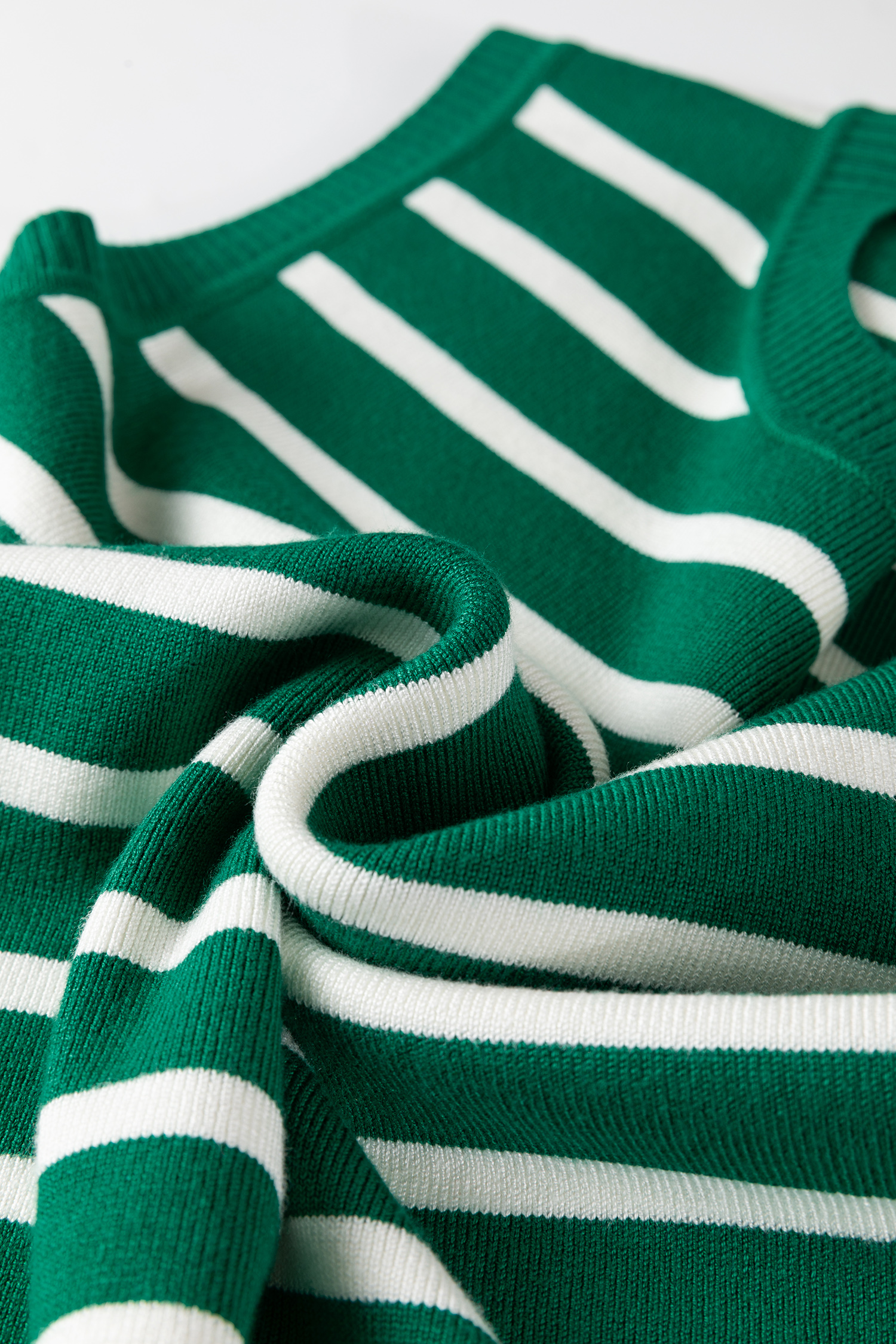Green Stripe Crew Neck Sleeveless Sweater Vest - loveforevers