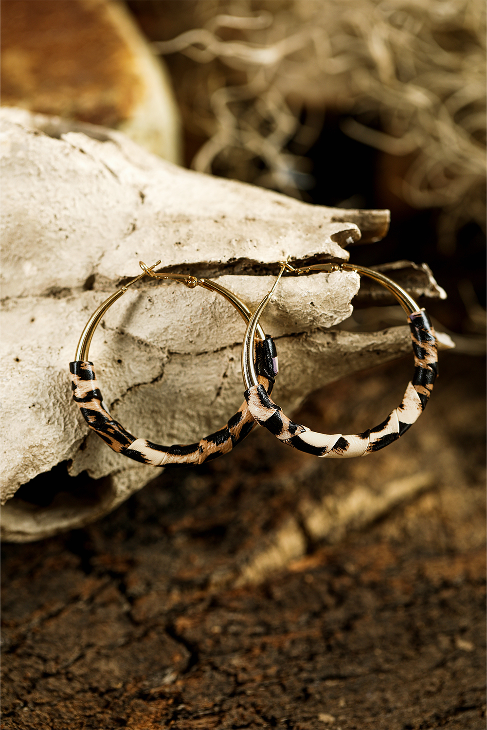 Gold Plated Leopard Detail Hoop Earrings - loveforevers