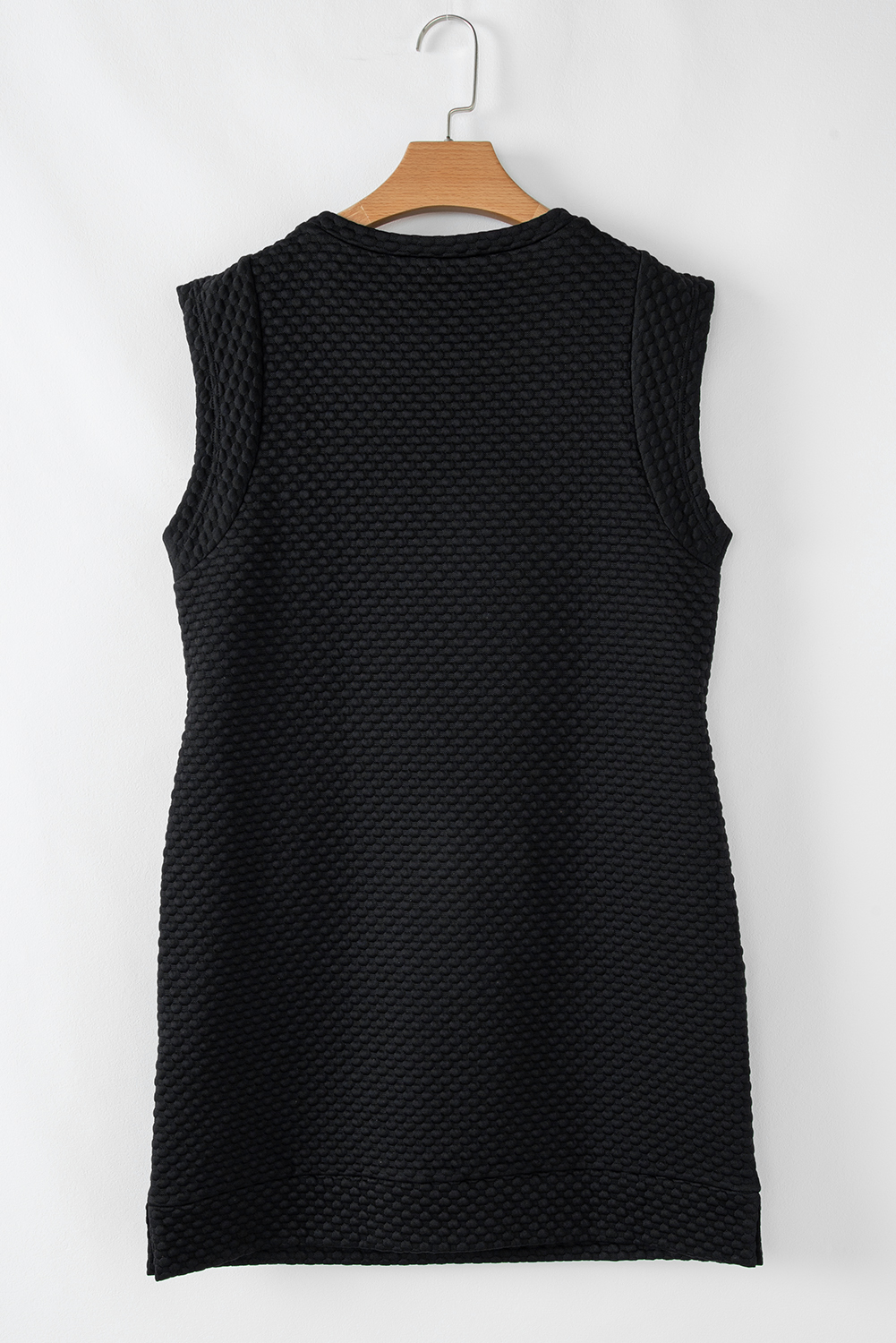 Black Textured Cap Sleeve T-shirt Shift Mini Dress - loveforevers