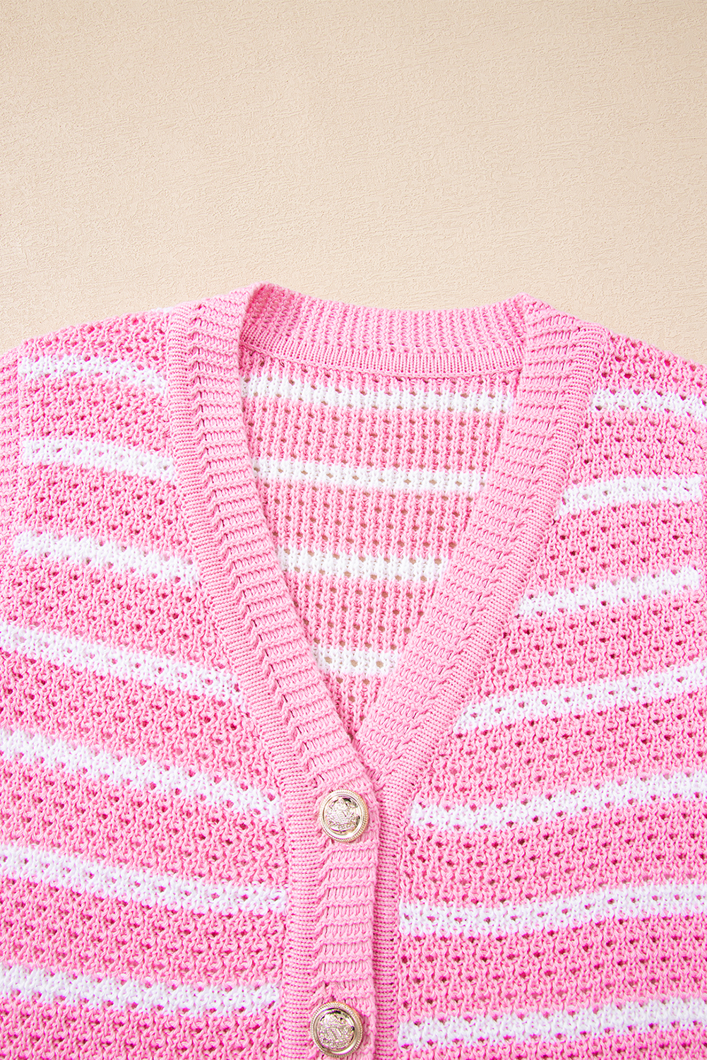 Sky Blue Stripe V Neck Gold Buttons Elegant Sweater Vest - loveforevers