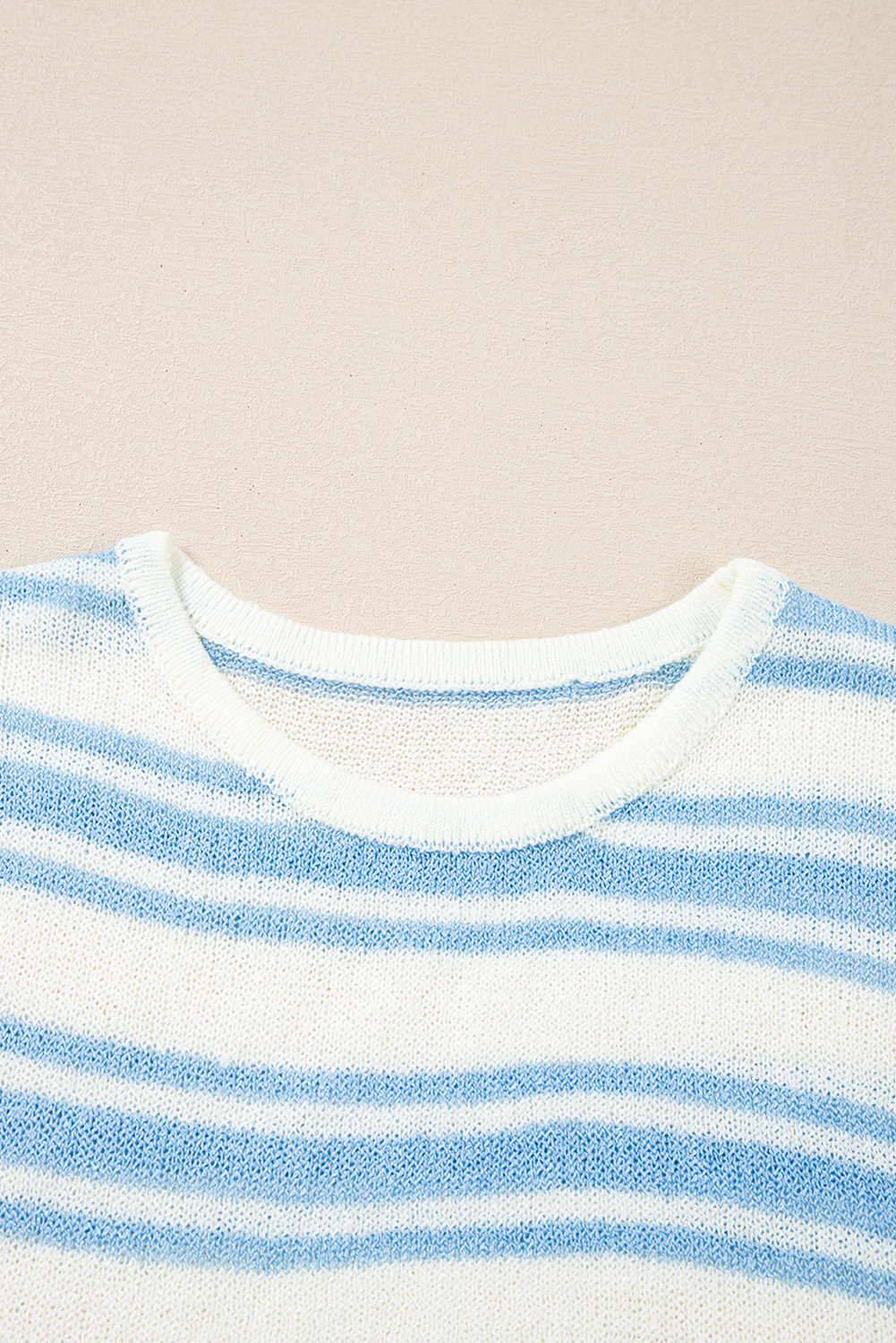 Sky Blue Stripe Boxy Fit Wide Sleeve Sweater T Shirt - loveforevers
