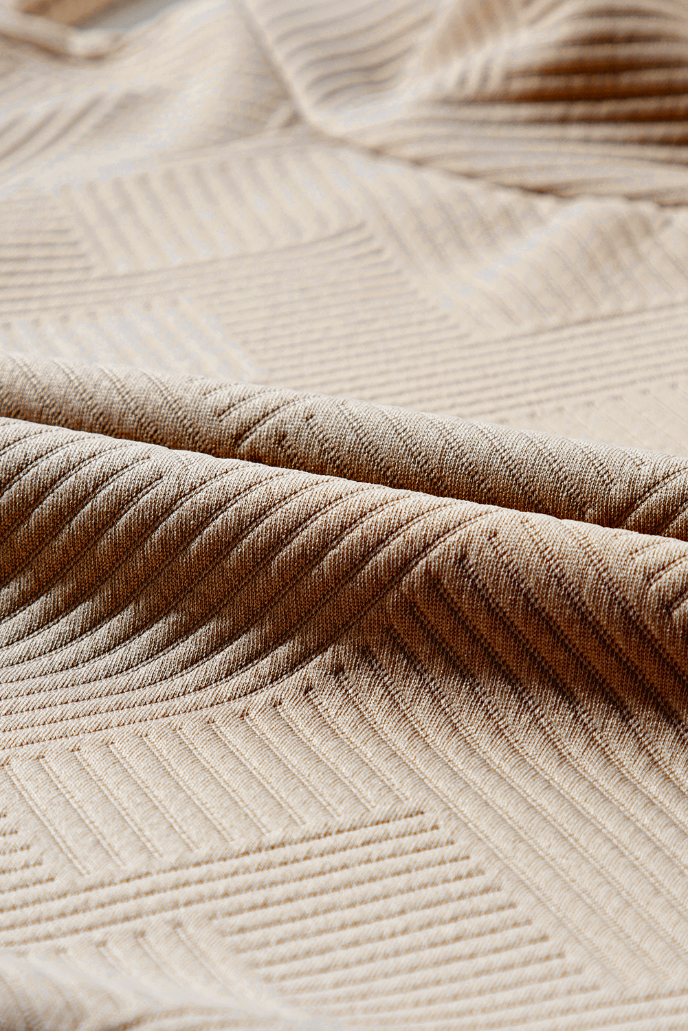 Apricot  Asymmetric Buttons Detail High Neck Textured Sweatshirt - loveforevers