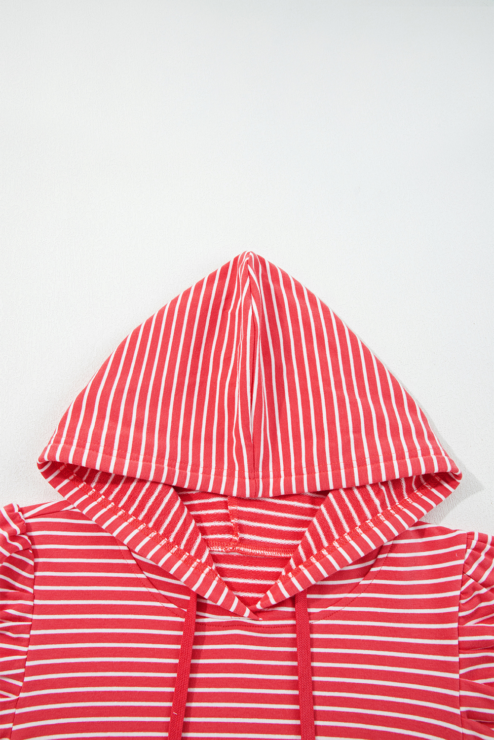 Red Stripe Puff Sleeve Stripe Hoodie - loveforevers