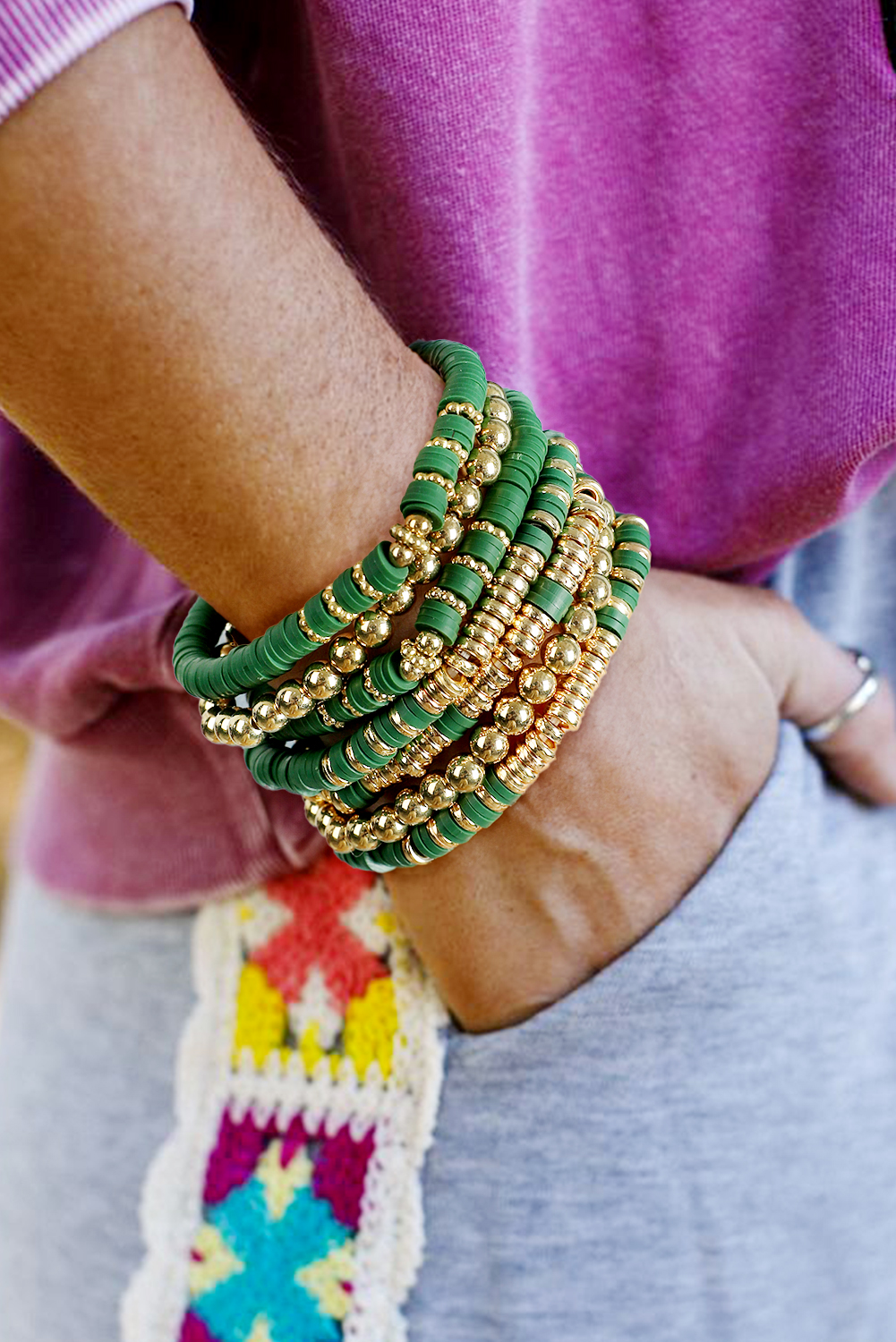 Vineyard Green St Patricks Multi Layered Beaded Bracelet Set - loveforevers
