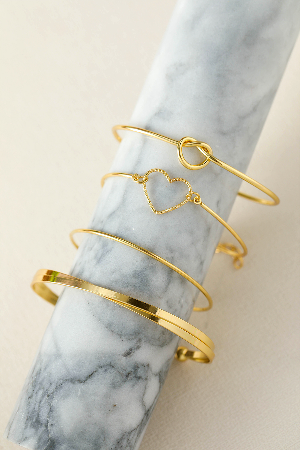 Gold Love Geometric Cross Plated Bracelet 4-piece Set - loveforevers