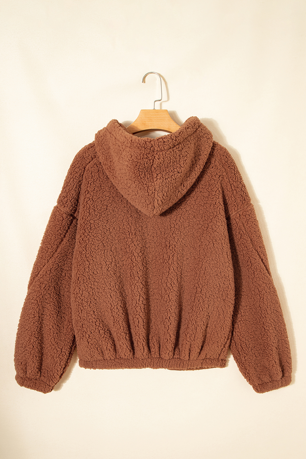 Straw Yellow Zip Up Hooded Sherpa Jacket - loveforevers