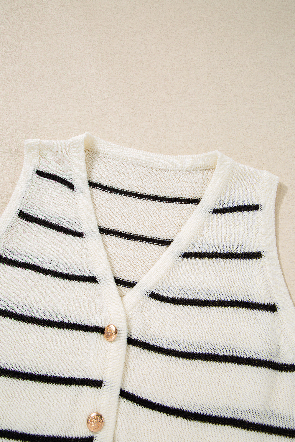 Black Stripe Buttoned V Neck Slim Fit Sweater Vest - loveforevers