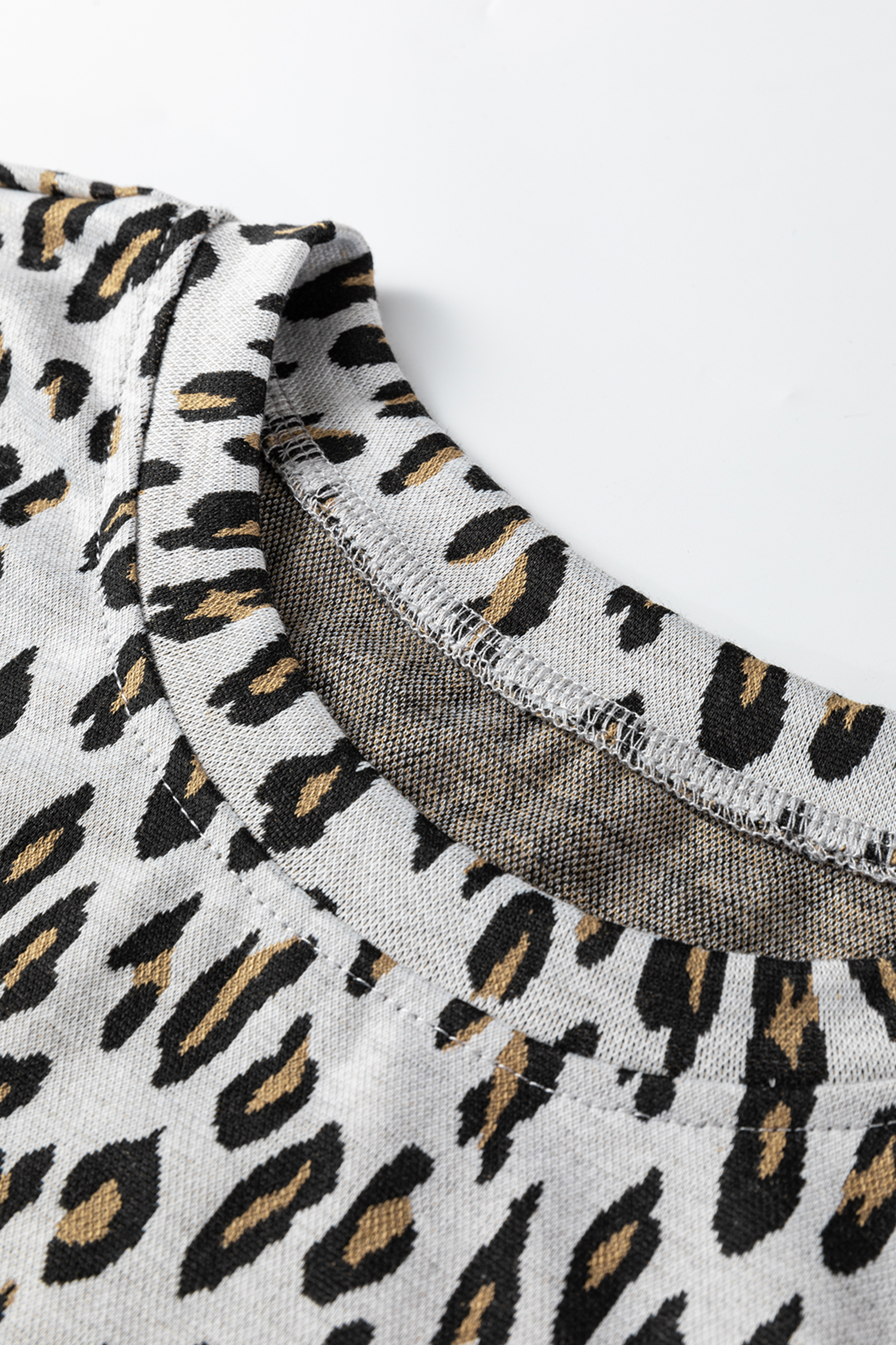 Beige Leopard Print Casual Tee and Pants 2pcs Outfit - loveforevers