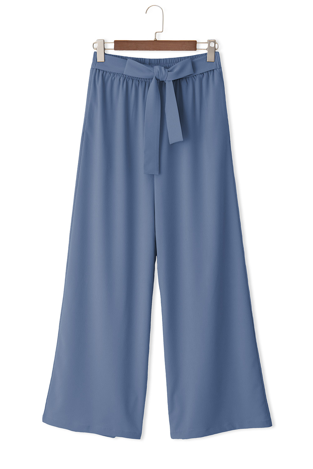 Rose Tan High Waisted Tie Front Side Pocket Wide Leg Flowy Casual Pants - loveforevers