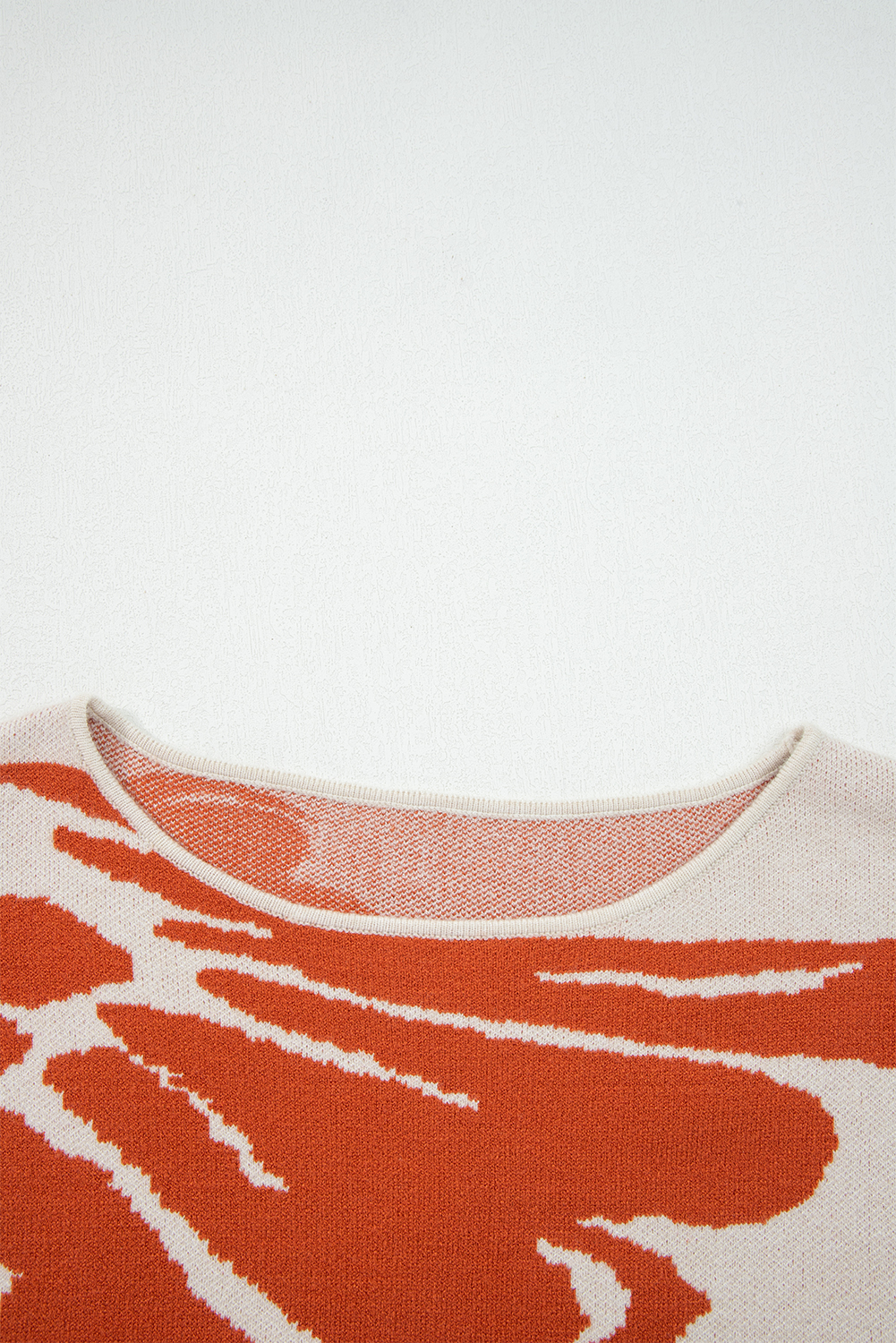 Beige Bold Flower Pattern Wide Sleeve Baggy Sweater - loveforevers