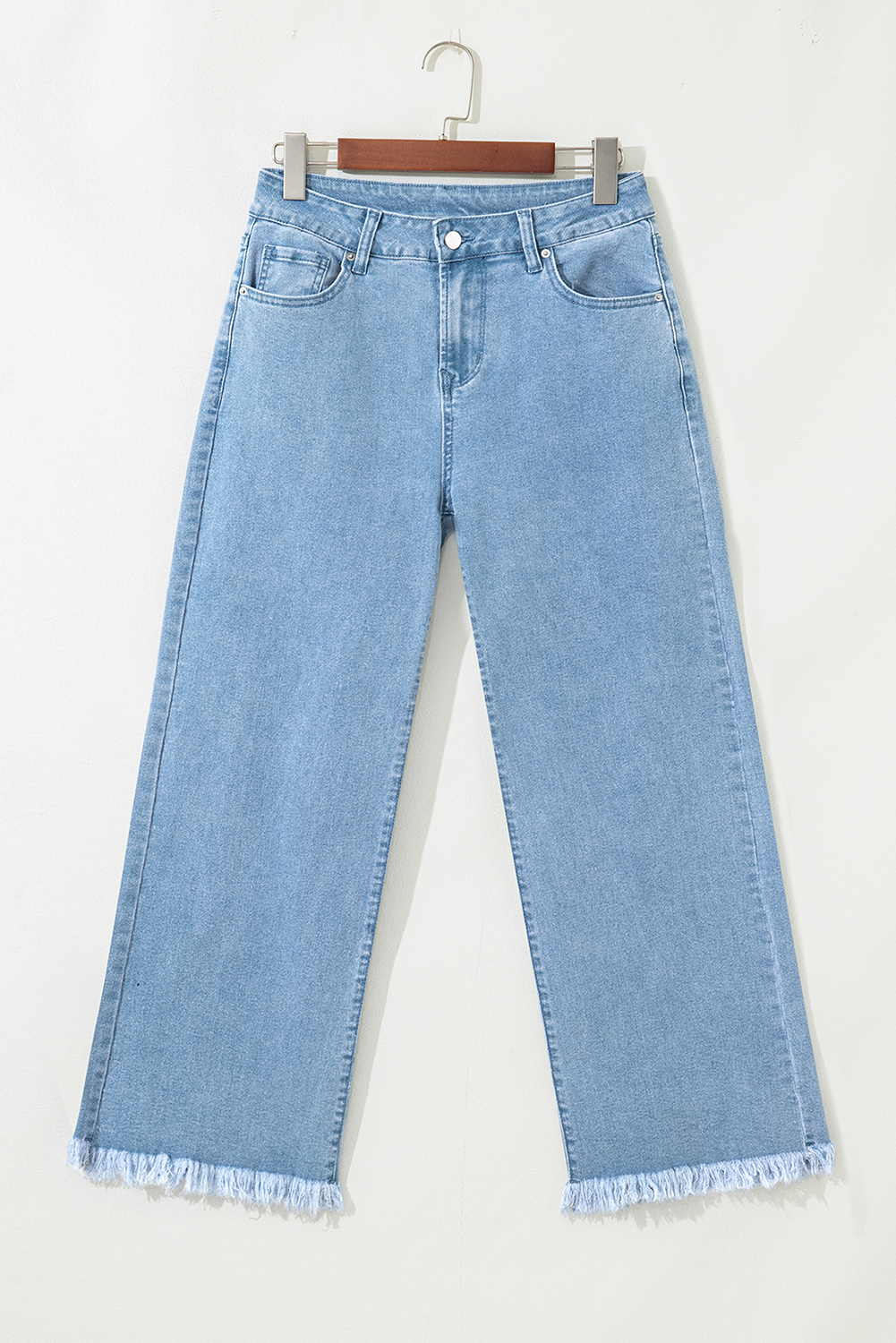 Peach Blossom Acid Washed High Rise Cropped Wide Leg Jeans - loveforevers