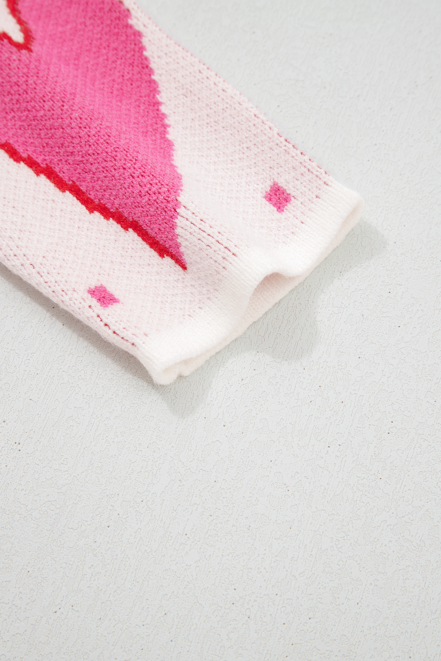 White Splendid Heart Print Valentines Day Sweater - loveforevers