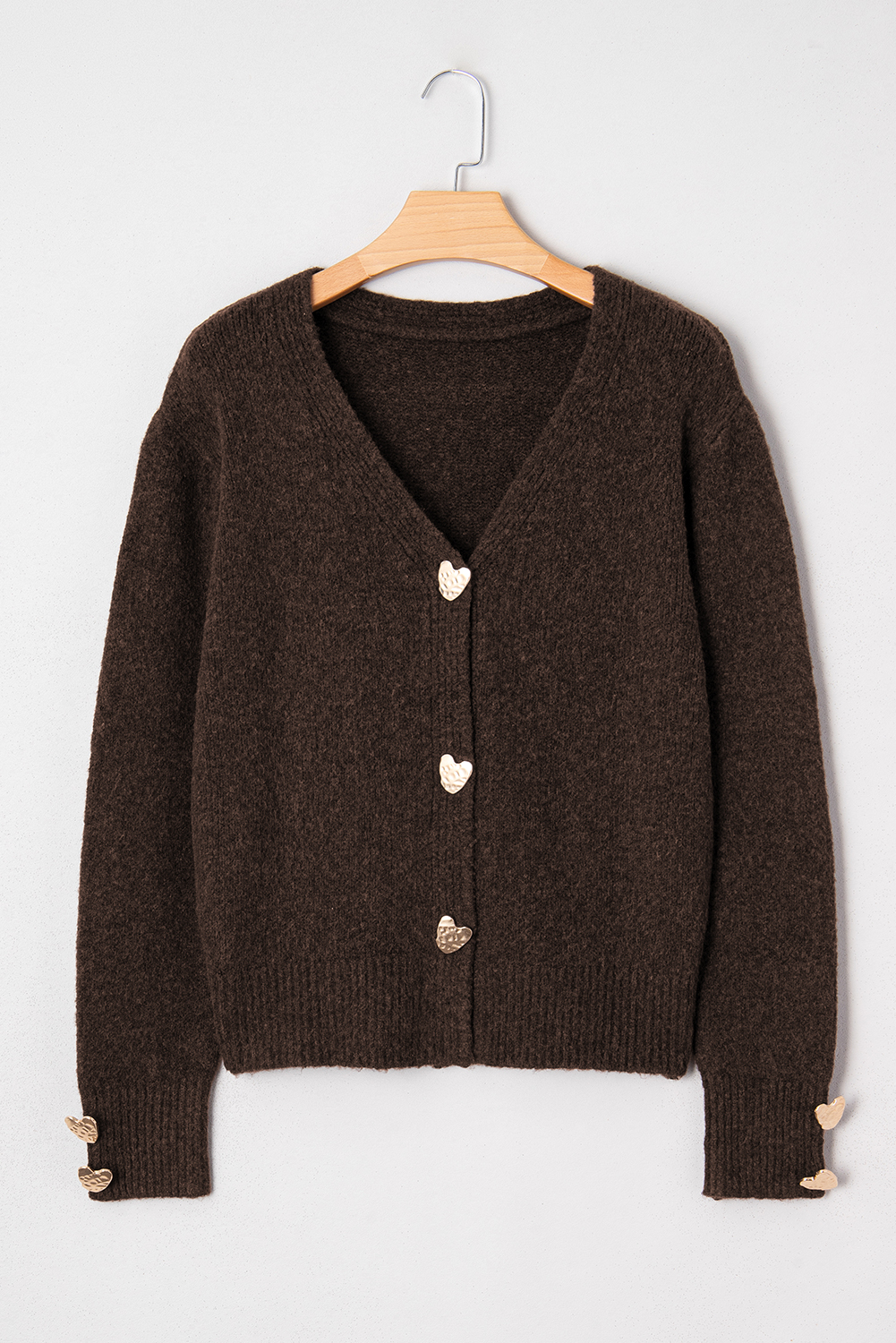 Fiery Red Heart Metal Button V Neck Cardigan Sweater - loveforevers