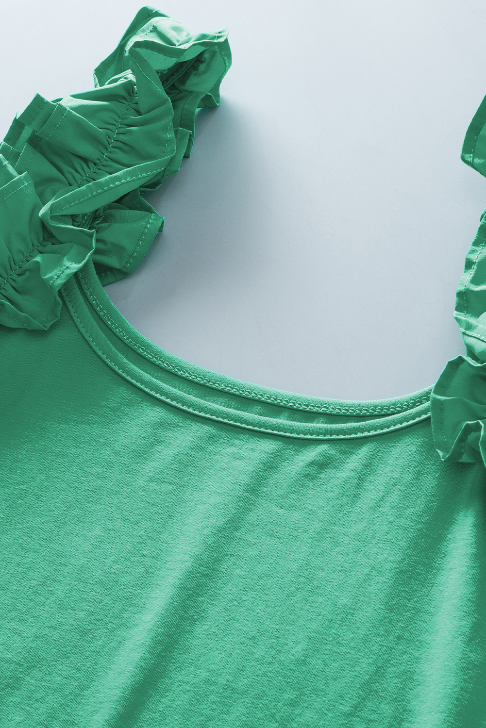 Mint Green Ruffled Wide Straps Slim Tank Top - loveforevers