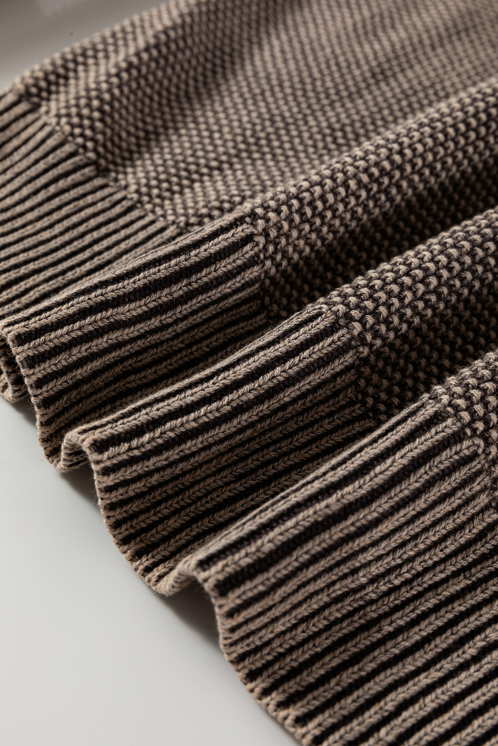 Dark Brown Contrast Cable Knit Sleeve Casual Sweater - loveforevers