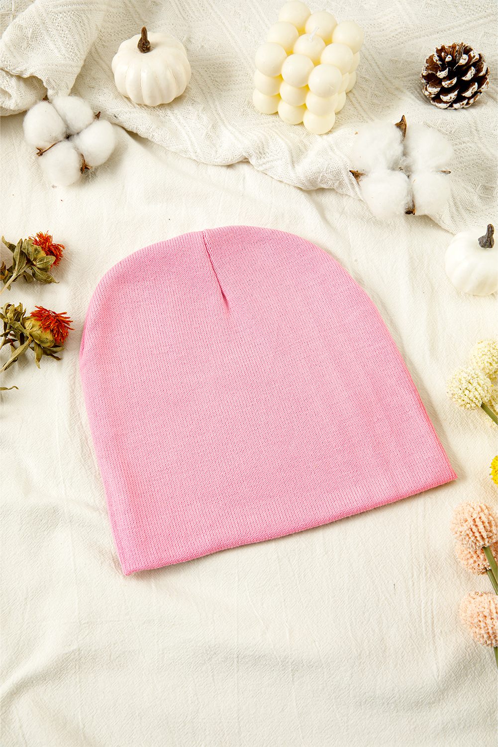 Pink Ribbon Bow Print Soft Knit Beanie - loveforevers