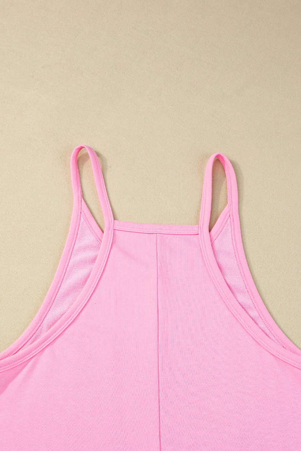 Pink Sleeveless Pocketed V Neck Jersey Romper - loveforevers