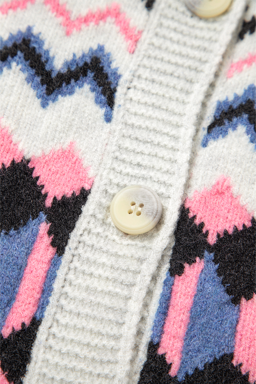 Pink Stripe Geometric Button Up Sweater Cardigan - loveforevers