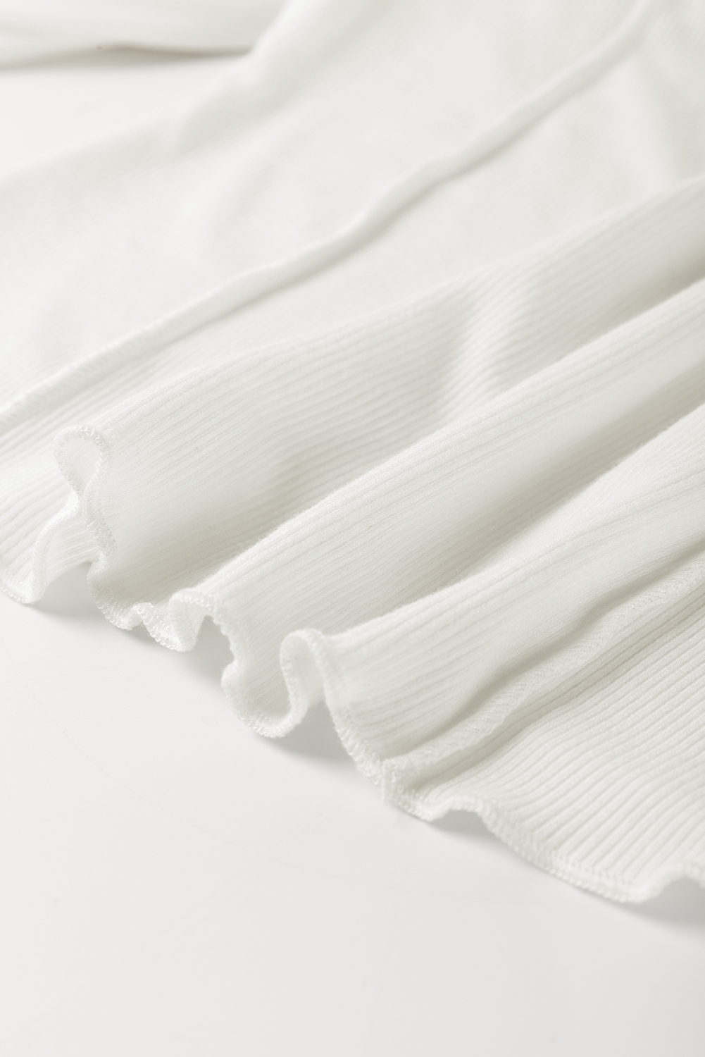 White Exposed Seam Ribbed Knit Slim Fit Long Sleeve Top - loveforevers